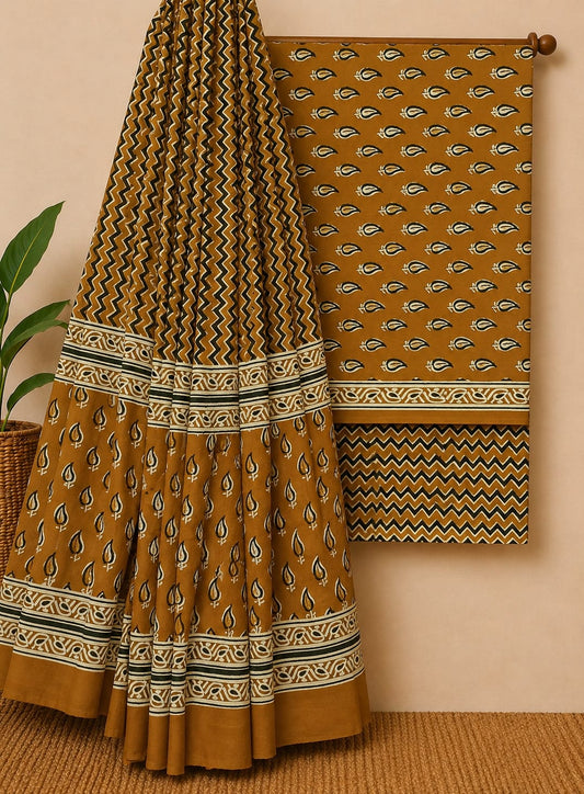 Sanganeri Print Cotton Suit With Mulmul Dupatta 25