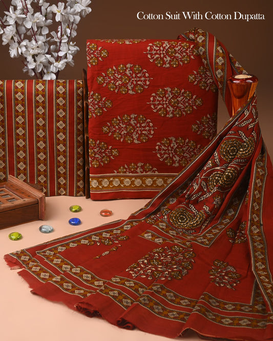Exclusive Soft Cotton Suit Set With Mulmul Dupatta 87