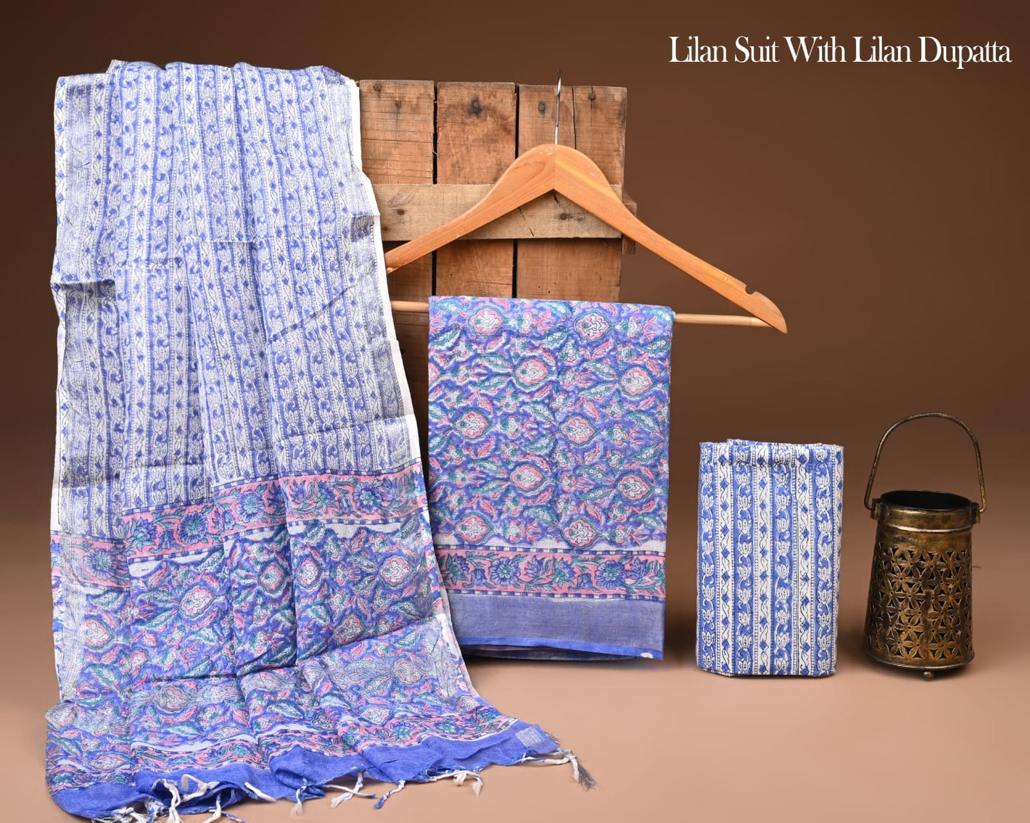 Hand Block Print Lilen Suit With Lilen Dupatta