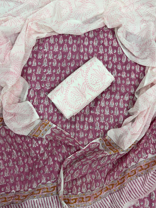 Exclusive Cotton Suit Set With Mulmul Dupatta