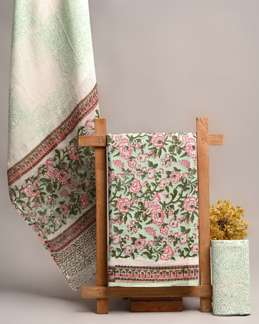 Exclusive Hand Block Print Cotton Suit With Dupatta