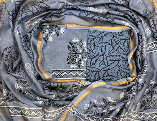Exclusive Hand Block Print Chanderi Silk Suit