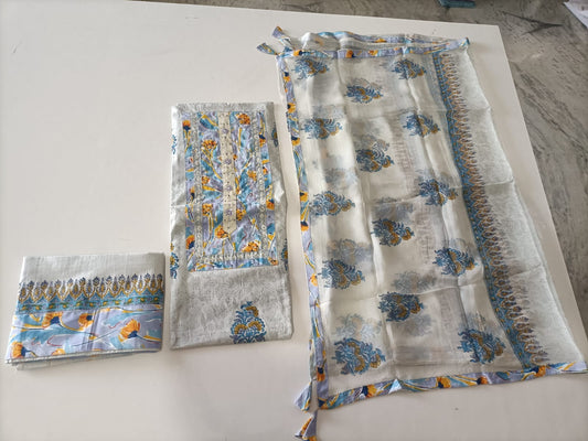 Premium Cotton Gota Patti Work Suit With Chiffon Dupatta