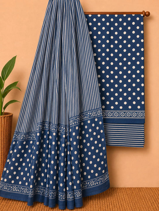 Women's Premium Hand Block Print Cotton Suit Set with Dupatta