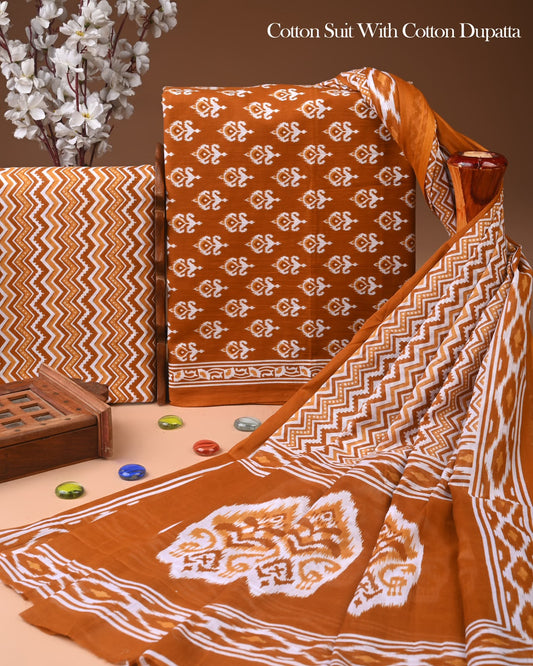 Exclusive Jaipuri Print Cotton Suit With Mulmul Dupatta 54