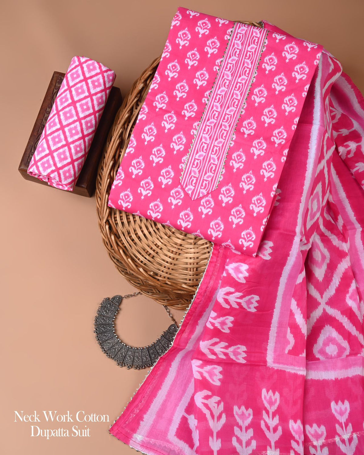 Pink Pure Cotton Suit With Gota Patti Work. (27)