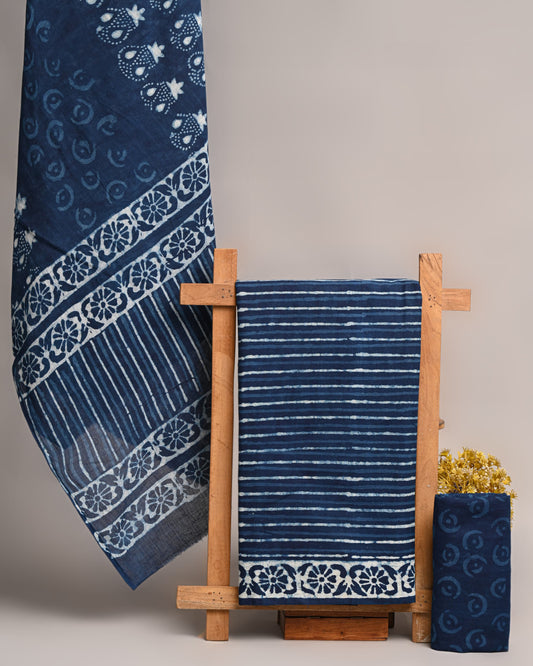 Exclusive Jaipuri Print Cotton Suit With Mulmul Dupatta 54