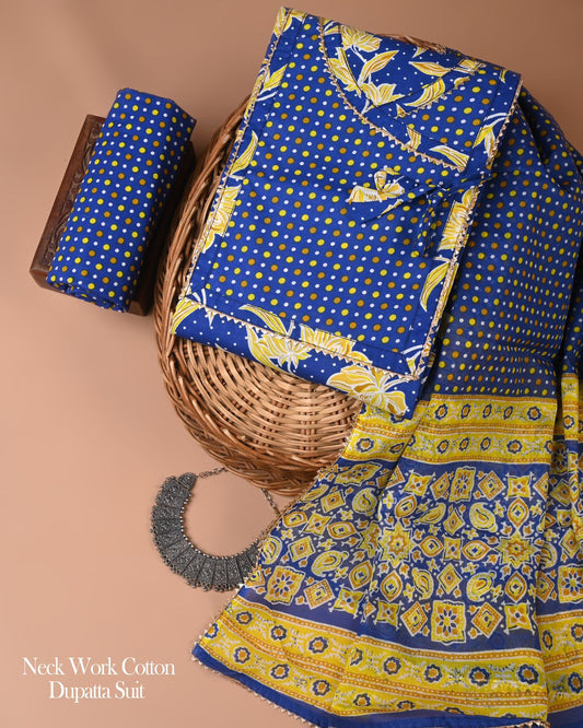 Gota Patti Work Pure Cotton Suit With Mulmul Dupatta