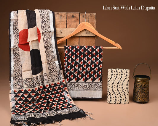 Hand Block Print Lilen Suit Set