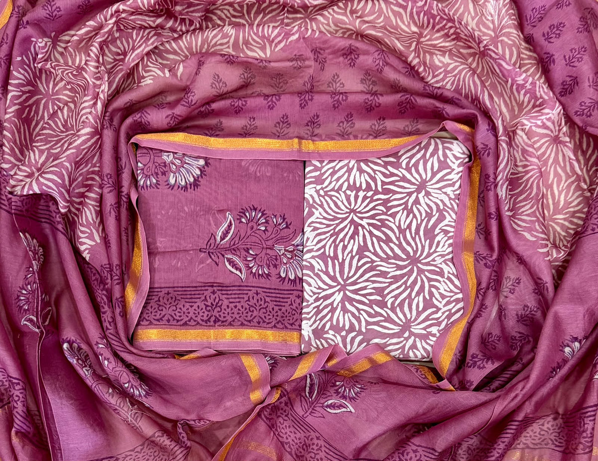 Royal Elegant Printed Chanderi Silk Suit Set