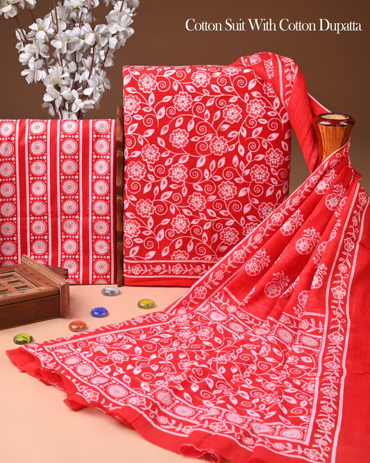 Sanganeri Printed Cotton Suit With Cotton Dupatta 8