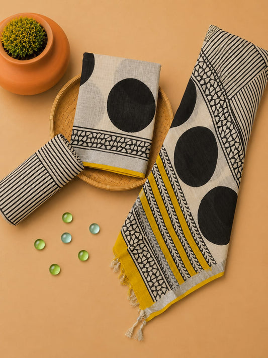 Hand Block Print Lilen Suit With Lilen Dupatta