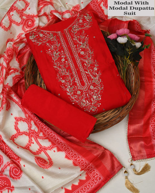 Multicolor Muslin Suit with Heavy Jardozi Work (PCVMSD10)