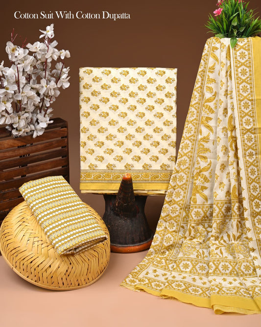 Soft Cotton Suit With Mulmul Dupatta