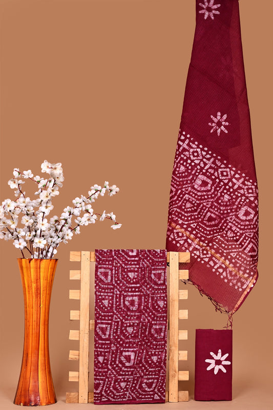 Designer Hand Block Printed Kota Cotton Suit Fabric Set