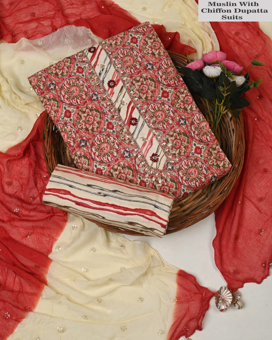 Multicolor Muslin Suit with Heavy Jardozi Work (PCVMSD9)