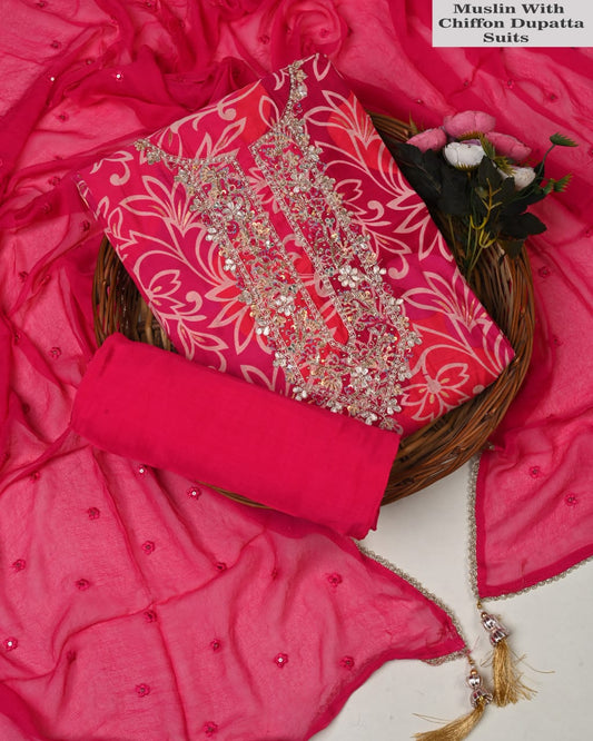 Multicolor Muslin Suit with Heavy Jardozi Work (PCVMSD15)