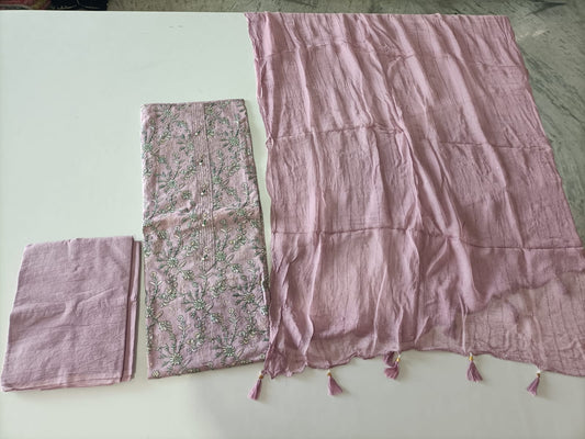 Soft Cotton Gota Patti work Suit With Chiffon Dupatta