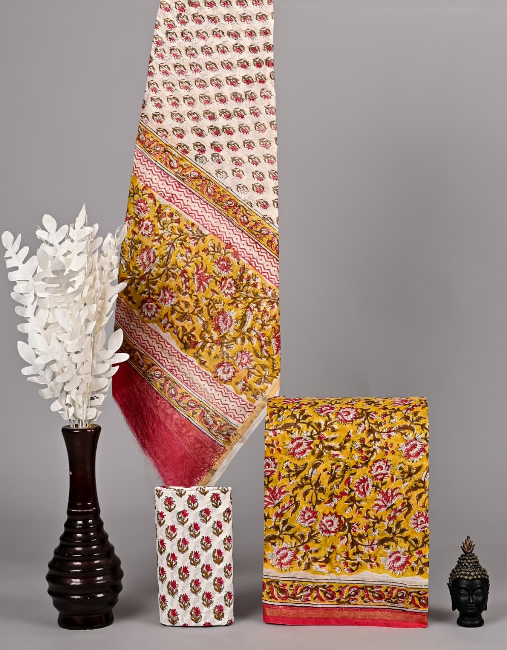 Exclusive Hand Print Chanderi Silk Suit Set