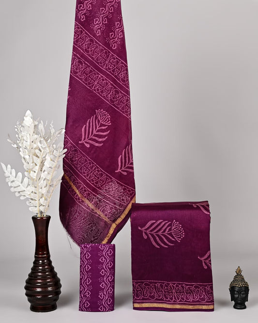 Exclusive Hand Printed Chanderi Silk Suit