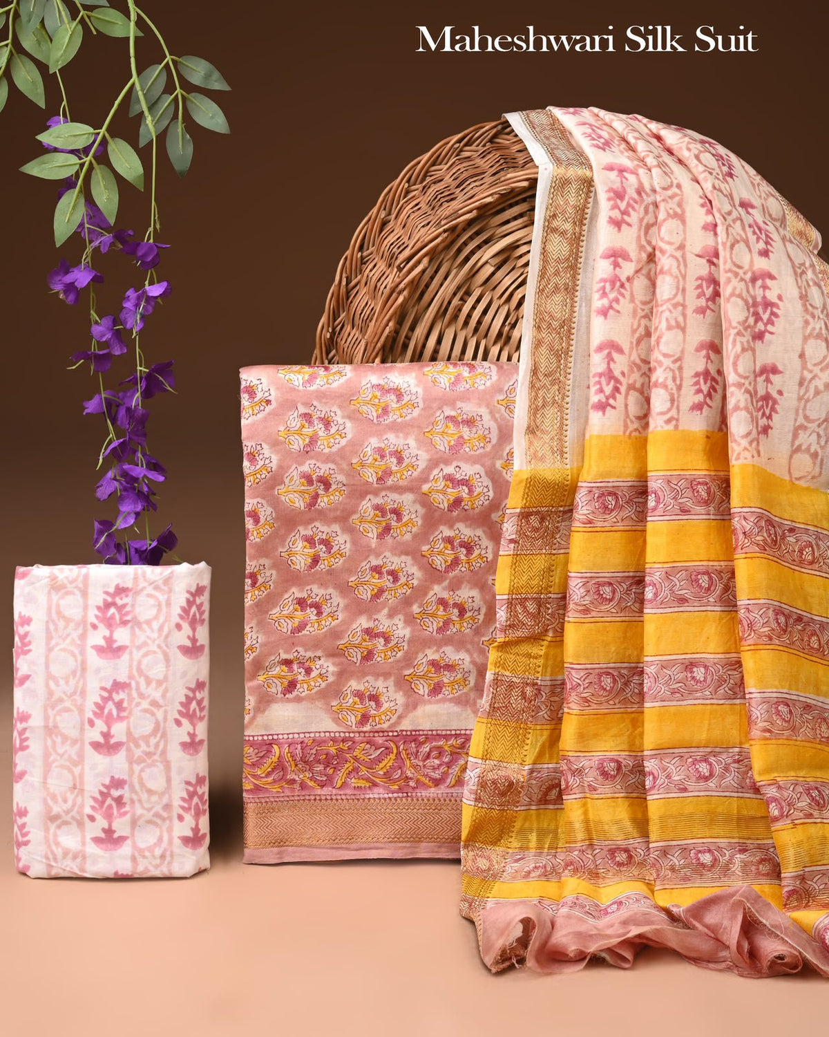 Exclusive Hand Block Printed Maheshwari Silk Zari Border