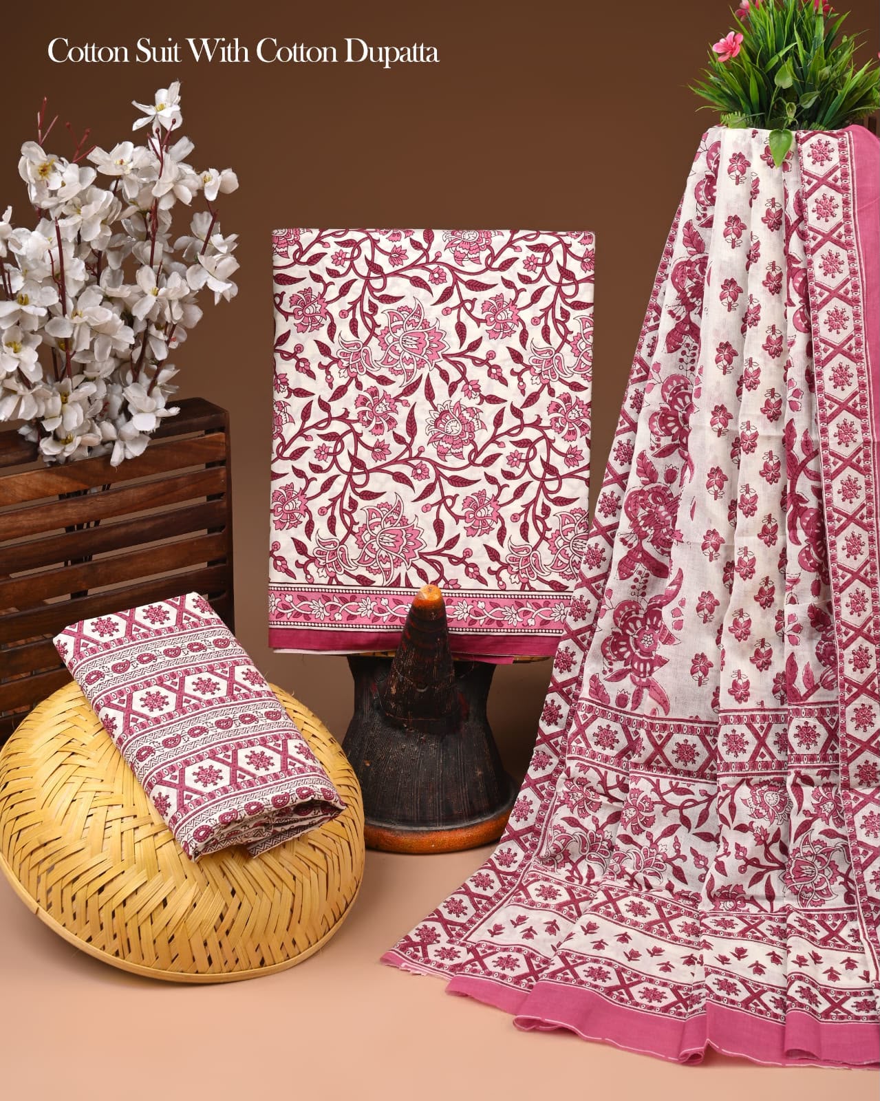 Sanganeri Hand Block Print Cotton Suit Set for Women