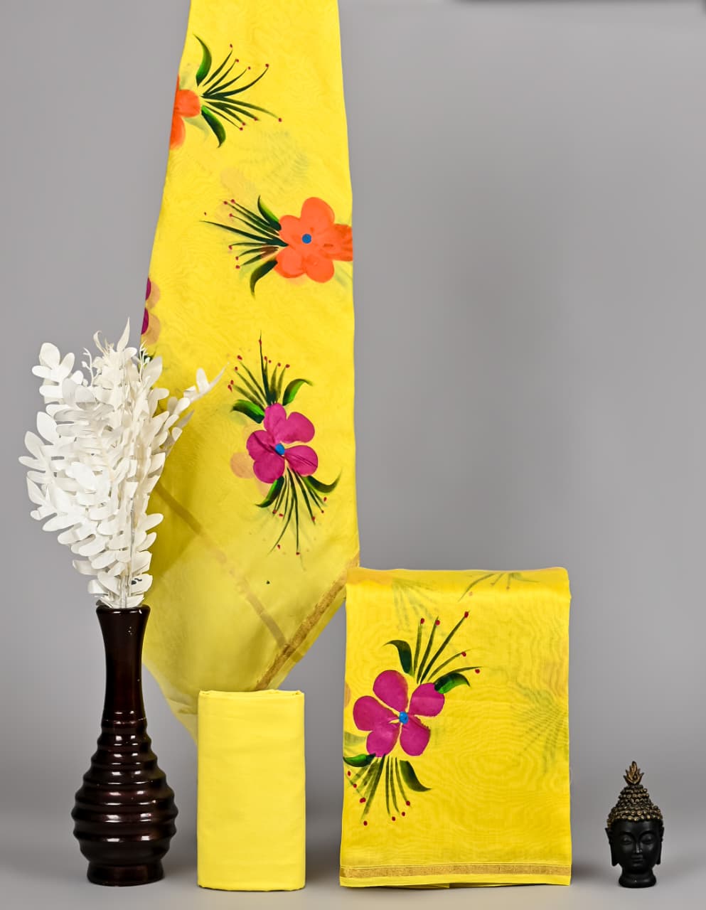 Premium Hand Block Print Chanderi Silk Suit Set