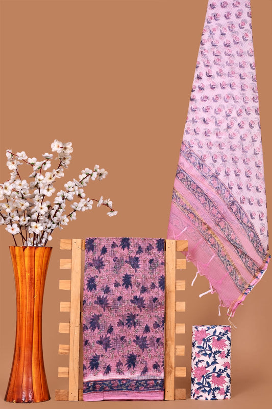 New Hand Block Printed Kota Cotton Dress Material Set