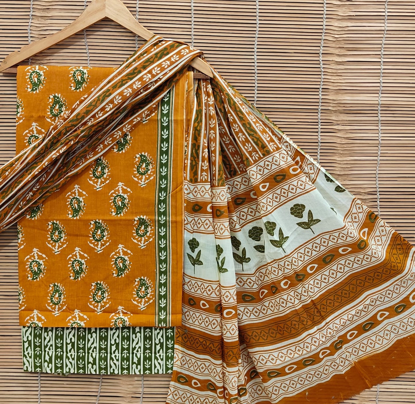 Hand Block Printed Cotton Suit Mulmul Dupatta