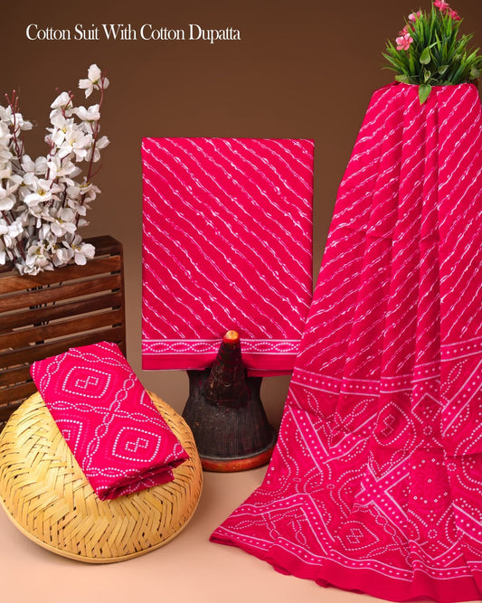 Sanganeri Printed Cotton Suit With Cotton Dupatta