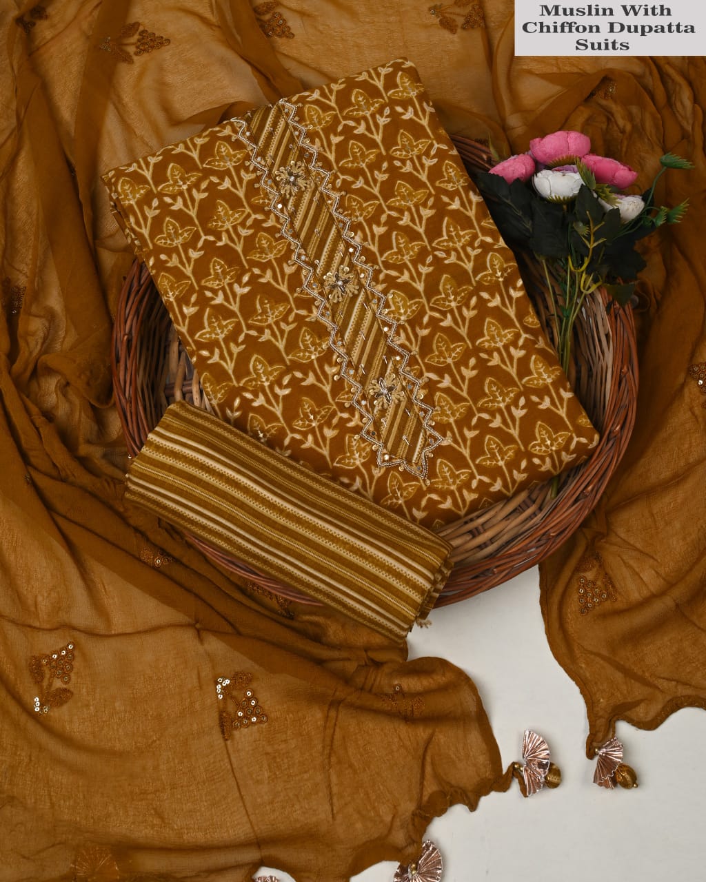 Multicolor Muslin Suit with Heavy Jardozi Work (PCVMSD5)