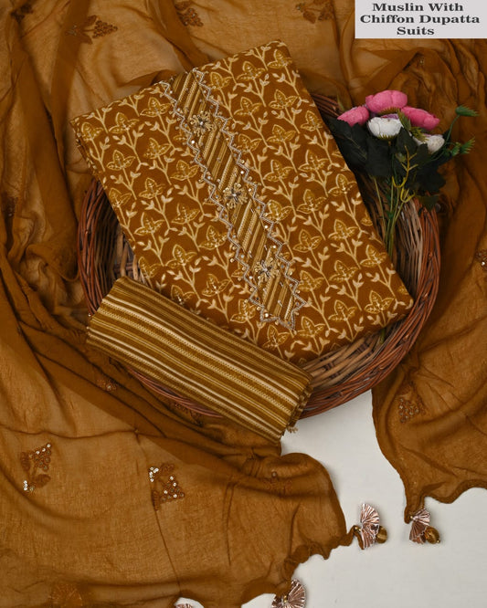 Multicolor Muslin Suit with Heavy Jardozi Work (PCVMSD5)