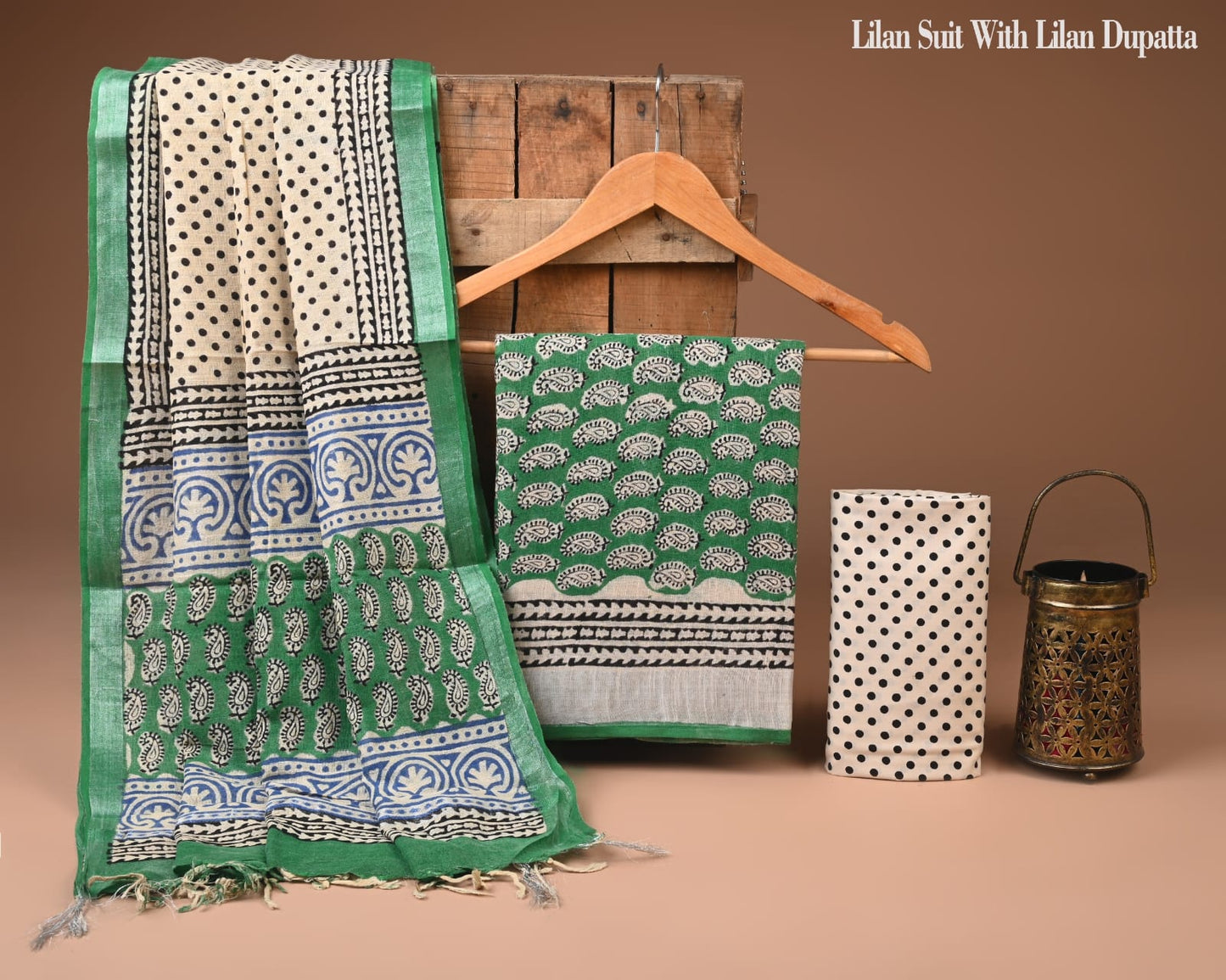Exclusive Hand Block Printed Lilen Suit With Lilen Dupatta