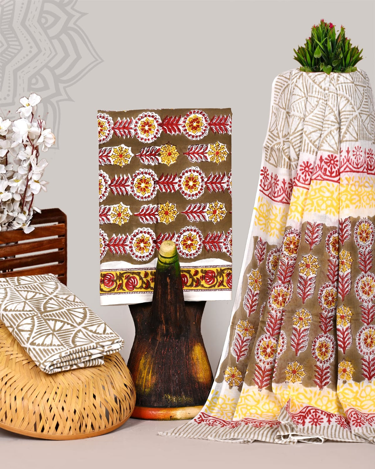 Exclusive Hand Block Printed cotton Suit With Cotton Dupatta