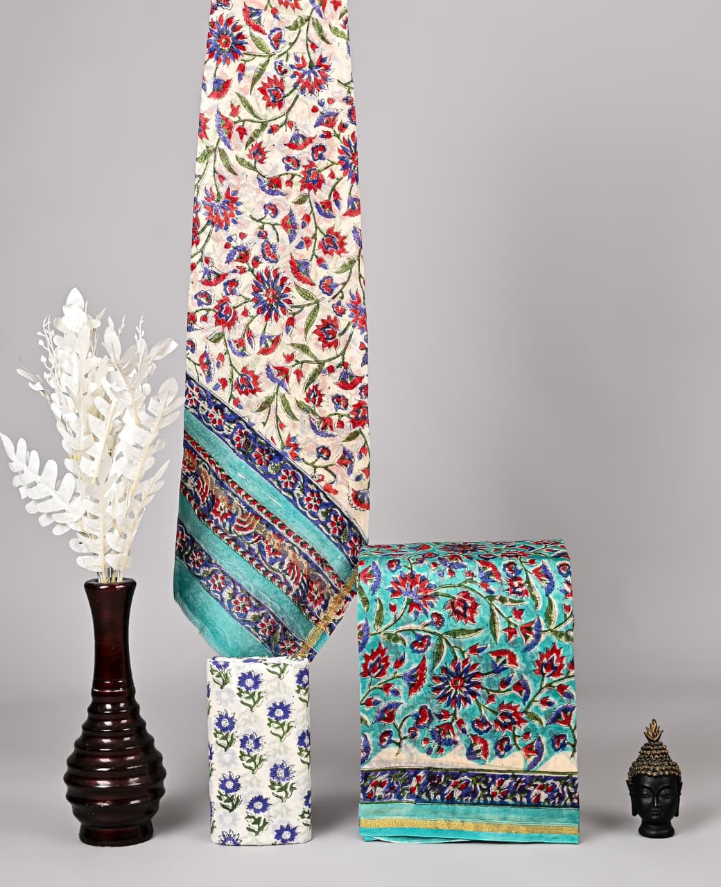 Premium Hand Block Print Chanderi Silk Suit Set
