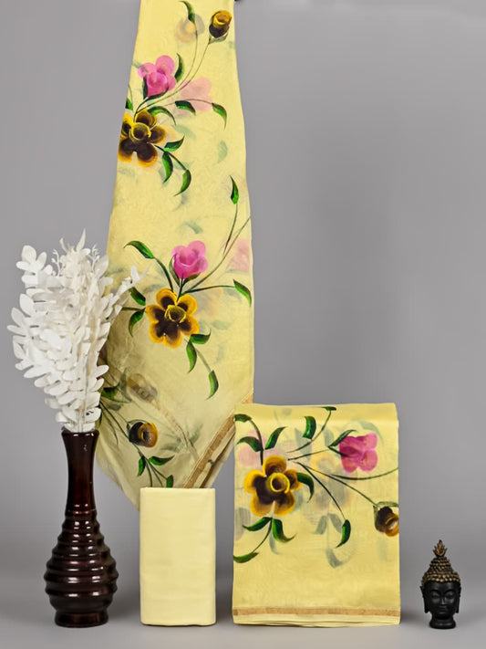 Sanganeri Prints Chanderi Silk Suit Set