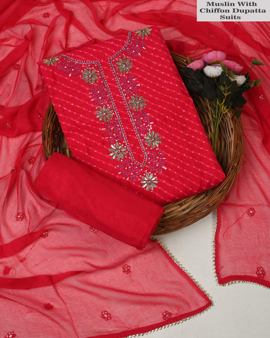 Multicolor Muslin Suit with Heavy Jardozi Work (PCVMSD7)