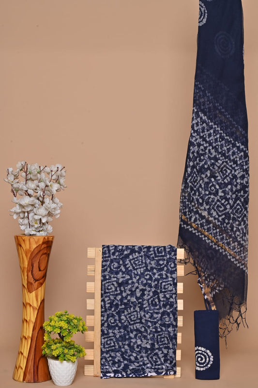 Elegant Hand Block Printed Kota Cotton Suit Material