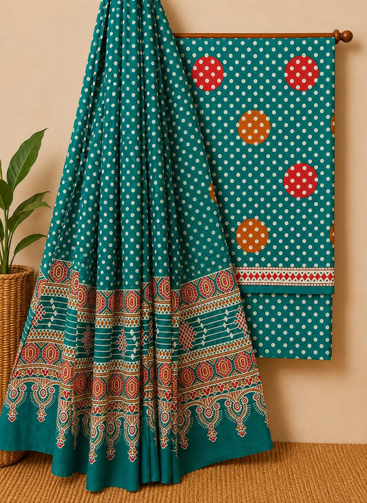 Premium Hand Block Print Cotton Suit With Cotton Dupatta 30