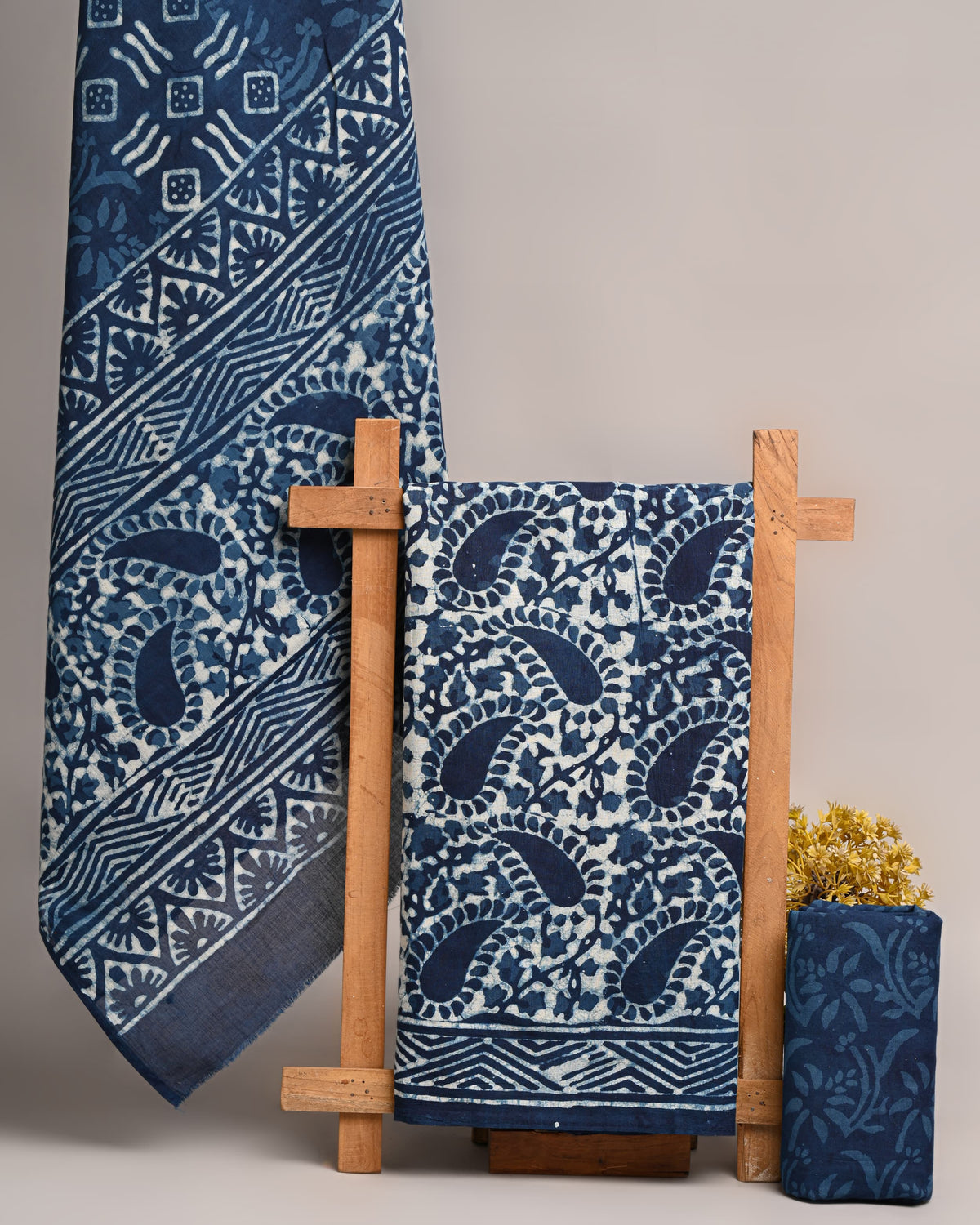 Hand Block Print Cotton Suit With Mulmul Dupatta 56