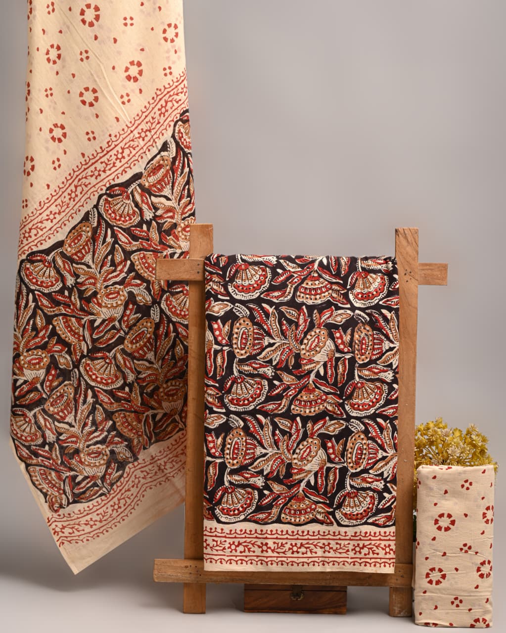 Bagru Print Soft Cotton Suit Set With Mulmul Dupatta