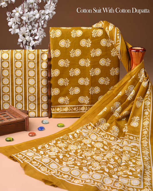 Hand Block Print Pure Cotton Suit Set with Cotton Dupatta 5