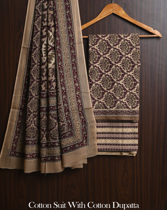 Jaipur Hand Block Print Cotton Suit with Soft Cotton Dupatta