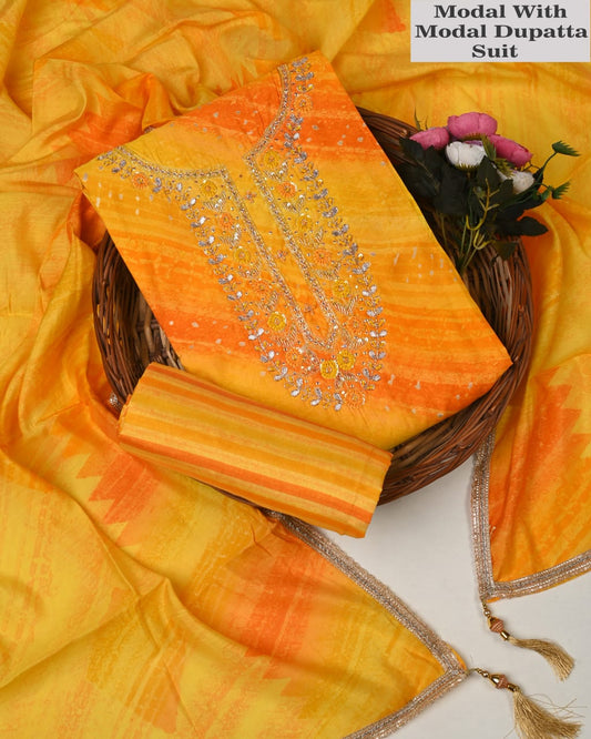 Premium Multicolor Muslin Suit with Heavy Jardozi Work (PCVMSD18)