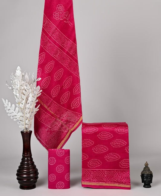 Exclusive Hand Block Printed Chanderi Silk Suit
